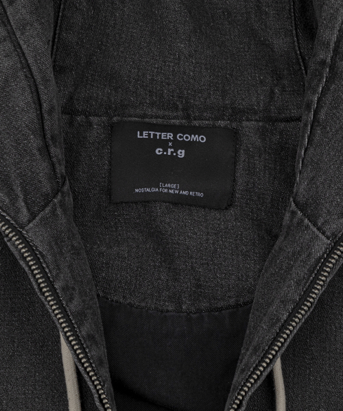 LETTERCOMO(レテルコモ)の「ウォッシュドデニムフードジップアップブラック(デニムジャケット・レディース・ブラック・MEDIUM/LARGE)」の3枚目の写真