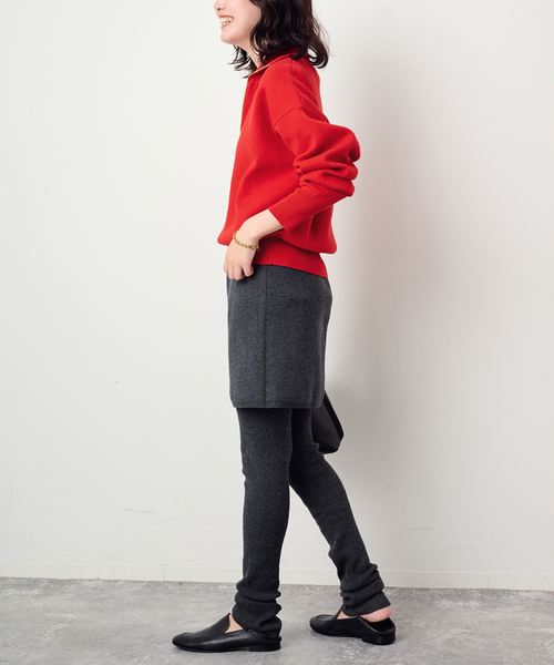 SLOBE IENA(スローブイエナ)の「ハーフジッププルオーバー(ニット/セーター・レディース・チャコールグレー/ベージュ/アイボリー/グレー/レッド・FREE)」の8枚目の写真