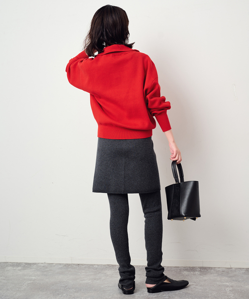 SLOBE IENA(スローブイエナ)の「ハーフジッププルオーバー(ニット/セーター・レディース・チャコールグレー/ベージュ/アイボリー/グレー/レッド・FREE)」の9枚目の写真
