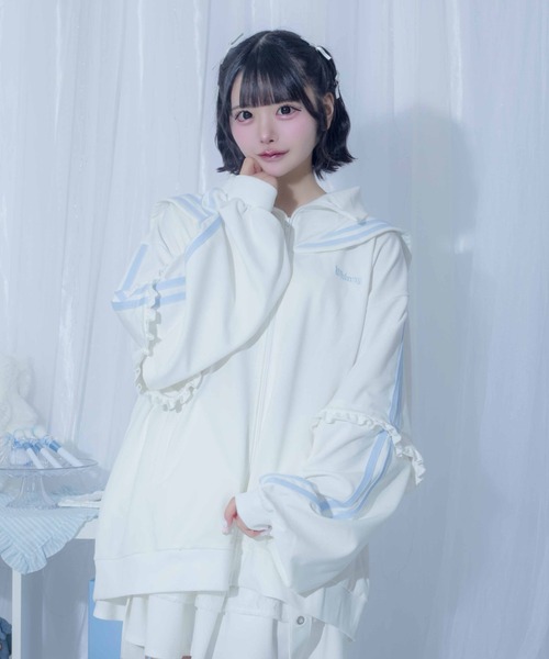 Whinny(ホワイニー)の「Whinny/【2026夏新作♪】未来的カリスマセーラージャージ(ブルゾン・レディース・ネイビー/ホワイト/ブラック・FREE)」の2枚目の写真