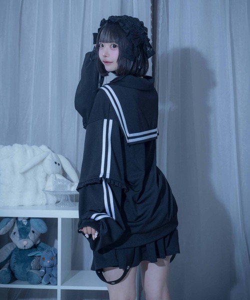Whinny(ホワイニー)の「Whinny/【2026夏新作♪】未来的カリスマセーラージャージ(ブルゾン・レディース・ネイビー/ホワイト/ブラック・FREE)」の5枚目の写真