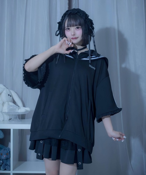 Whinny(ホワイニー)の「Whinny/【2026夏新作♪】未来的カリスマセーラージャージ(ブルゾン・レディース・ネイビー/ホワイト/ブラック・FREE)」の7枚目の写真
