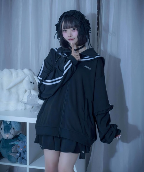 Whinny(ホワイニー)の「Whinny/【2026夏新作♪】未来的カリスマセーラージャージ(ブルゾン・レディース・ネイビー/ホワイト/ブラック・FREE)」の10枚目の写真
