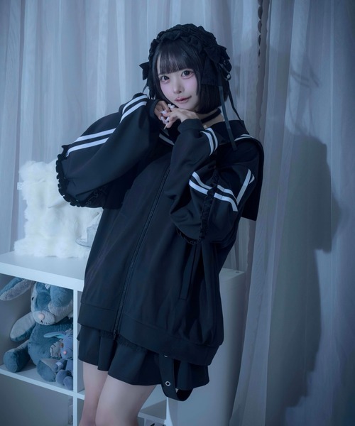 Whinny(ホワイニー)の「Whinny/【2026夏新作♪】未来的カリスマセーラージャージ(ブルゾン・レディース・ネイビー/ホワイト/ブラック・FREE)」の11枚目の写真