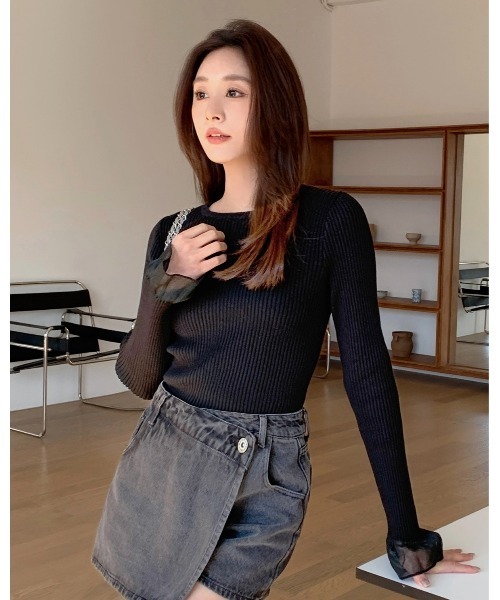 BIRTHDAY BASH（バースデイバッシュ）の「SHEER FRILL SLEEVE TOPS（シアーフリルスリーブトップス）（Tシャツ/カットソー・レディース・ブラック・S/M）」の8枚目の写真