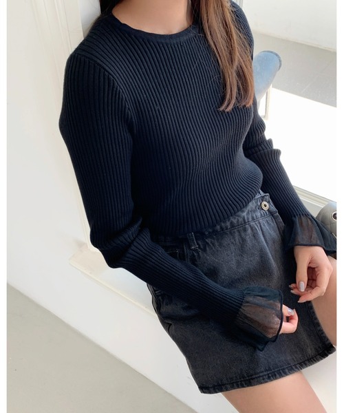 BIRTHDAY BASH（バースデイバッシュ）の「SHEER FRILL SLEEVE TOPS（シアーフリルスリーブトップス）（Tシャツ/カットソー・レディース・ブラック・S/M）」の20枚目の写真