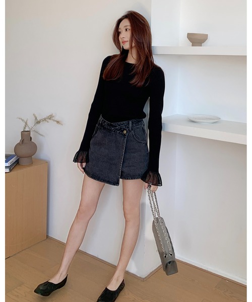 BIRTHDAY BASH（バースデイバッシュ）の「SHEER FRILL SLEEVE TOPS（シアーフリルスリーブトップス）（Tシャツ/カットソー・レディース・ブラック・S/M）」の11枚目の写真