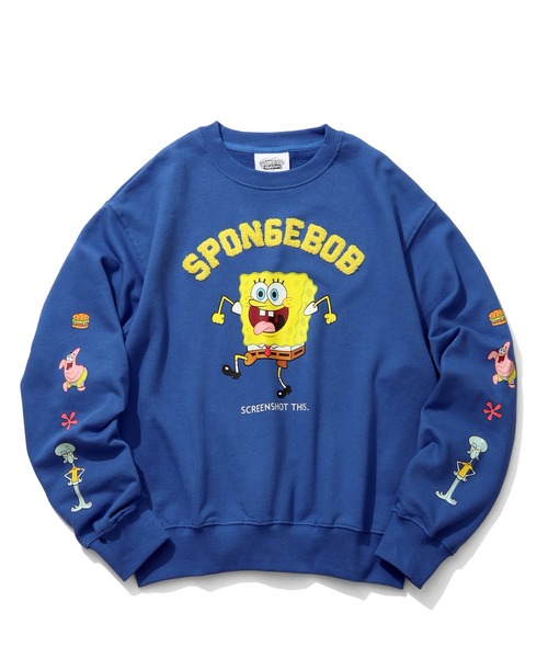 CORPUS TOKYO(コーパス トーキョー)の「【SpongeBob/スポンジボブ】サガラ刺繍 ロゴ トレーナー(スウェット・メンズ・ライトグレー/ブルー/レッド/ブラック・LL/L)」の3枚目の写真
