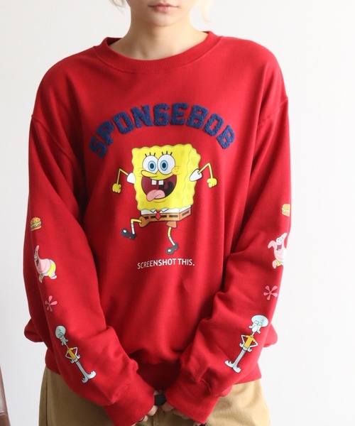 CORPUS TOKYO(コーパス トーキョー)の「【SpongeBob/スポンジボブ】サガラ刺繍 ロゴ トレーナー(スウェット・メンズ・ライトグレー/ブルー/レッド/ブラック・LL/L)」の15枚目の写真
