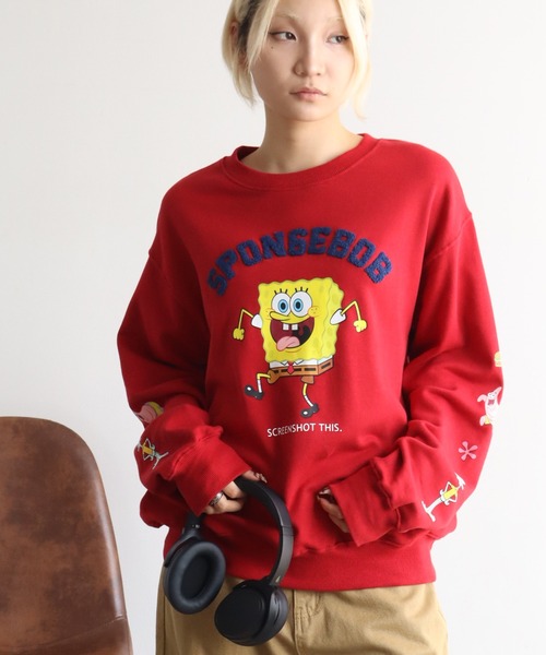 CORPUS TOKYO(コーパス トーキョー)の「【SpongeBob/スポンジボブ】サガラ刺繍 ロゴ トレーナー(スウェット・メンズ・ライトグレー/ブルー/レッド/ブラック・LL/L)」の13枚目の写真