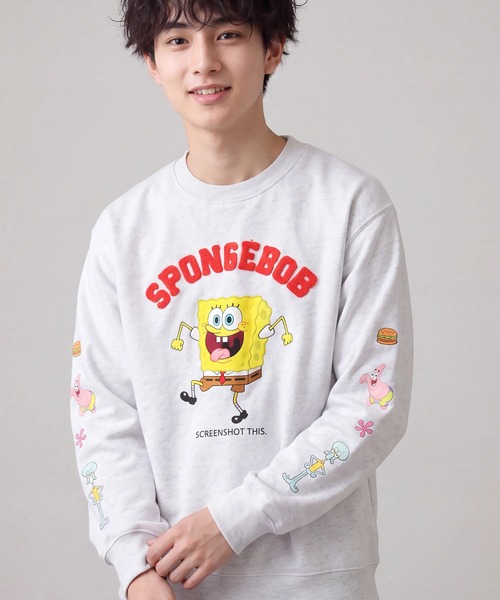 CORPUS TOKYO(コーパス トーキョー)の「【SpongeBob/スポンジボブ】サガラ刺繍 ロゴ トレーナー(スウェット・メンズ・ライトグレー/ブルー/レッド/ブラック・LL/L)」の11枚目の写真
