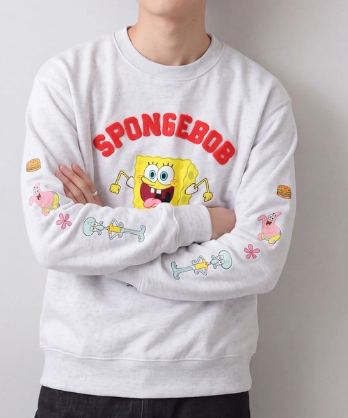 CORPUS TOKYO(コーパス トーキョー)の「【SpongeBob/スポンジボブ】サガラ刺繍 ロゴ トレーナー(スウェット・メンズ・ライトグレー/ブルー/レッド/ブラック・LL/L)」の10枚目の写真