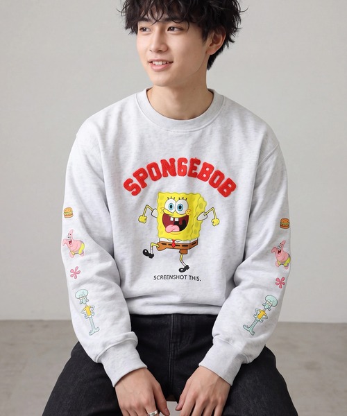 CORPUS TOKYO(コーパス トーキョー)の「【SpongeBob/スポンジボブ】サガラ刺繍 ロゴ トレーナー(スウェット・メンズ・ライトグレー/ブルー/レッド/ブラック・LL/L)」の9枚目の写真