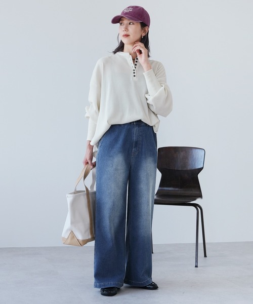 reca(レカ)の「裏微起毛ストレートデニムパンツ(デニムパンツ・レディース・インディゴブルー/ブラック/ネイビー・S/M/L)」の8枚目の写真