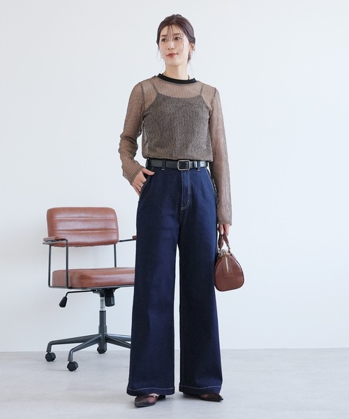 reca(レカ)の「裏微起毛ストレートデニムパンツ(デニムパンツ・レディース・インディゴブルー/ブラック/ネイビー・S/M/L)」の13枚目の写真