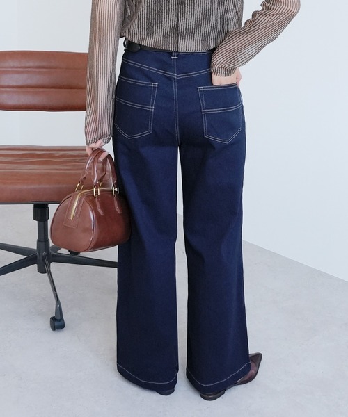 reca(レカ)の「裏微起毛ストレートデニムパンツ(デニムパンツ・レディース・インディゴブルー/ブラック/ネイビー・S/M/L)」の12枚目の写真