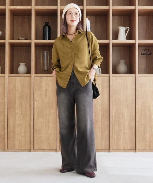 reca(レカ)の「裏微起毛ストレートデニムパンツ(デニムパンツ・レディース・インディゴブルー/ブラック/ネイビー・S/M/L)」の7枚目の写真