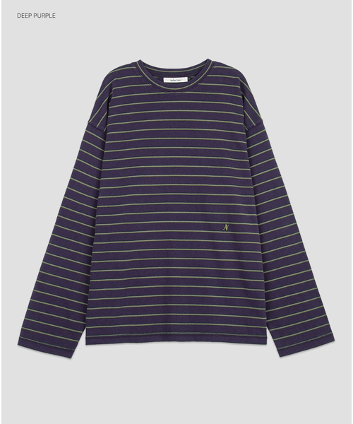 ATELIER NAIN(アトリエナイン)の「(T-7280) ピグメントウォッシュストライプTシャツ(Tシャツ/カットソー・レディース・ダークグリーン/オリーブ/ダークパープル・FREE)」の3枚目の写真