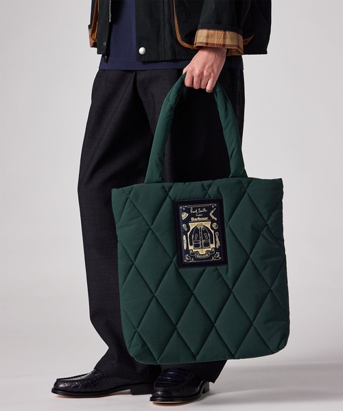 Barbour(バブアー)の「Paul Smith loves Barbour キルティングトートバッグ【263715 LBA0625】(トートバッグ・メンズ・ブラック/ダークグリーン・FREE)」の1枚目の写真