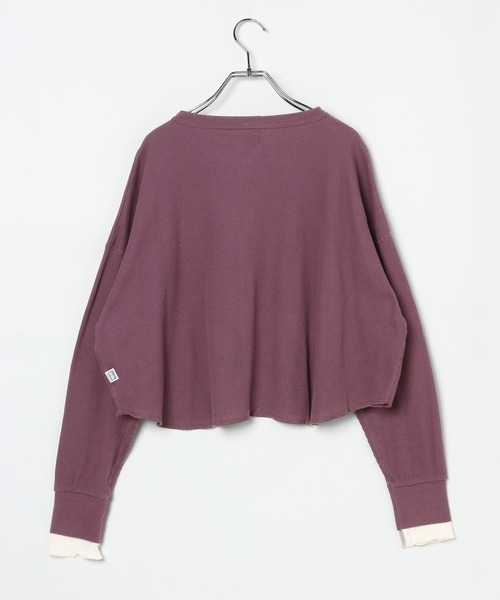 DISCUS ATHLETIC（ディスカス　アスレチック）の「【DISCUS ATHLETIC】配色ワッフルヘンリーロンＴ[WEB限定]（Tシャツ/カットソー・レディース・ブラック/グレー・MEDIUM）」の15枚目の写真
