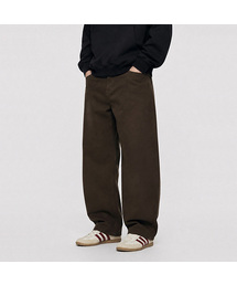 ノーマルウォッシュ ワイド チノパンツ (brown)