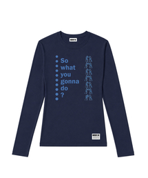 セミクロップド so what 長袖Tシャツ [ネイビー]