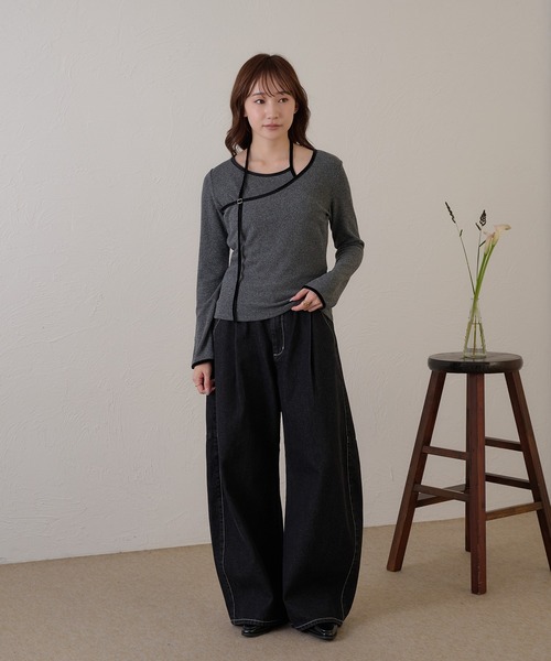 raffime（ラフィミー）の「【Raffime】タックワイドデニムパンツ（デニムパンツ・レディース・ブラック/ブラウン・SMALL/LARGE/MEDIUM）」の21枚目の写真
