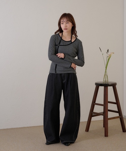 raffime（ラフィミー）の「【Raffime】タックワイドデニムパンツ（デニムパンツ・レディース・ブラック/ブラウン・SMALL/LARGE/MEDIUM）」の22枚目の写真