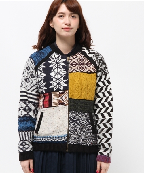 Desigual（デシグアル）の「[Desigual/デシグアル]ファスナー付ニットセーター（その他アウター・レディース・ホワイト×ブルー・SMALL/LARGE/X-LARGE/MEDIUM）」の6枚目の写真