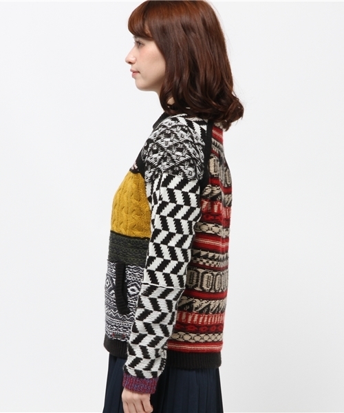 Desigual（デシグアル）の「[Desigual/デシグアル]ファスナー付ニットセーター（その他アウター・レディース・ホワイト×ブルー・SMALL/LARGE/X-LARGE/MEDIUM）」の7枚目の写真