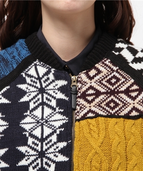 Desigual（デシグアル）の「[Desigual/デシグアル]ファスナー付ニットセーター（その他アウター・レディース・ホワイト×ブルー・SMALL/LARGE/X-LARGE/MEDIUM）」の9枚目の写真
