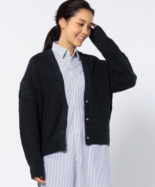 coen（コーエン）の「アゼ編みカーディガン（カーディガン/ボレロ・レディース・ネイビー/グレー・FREE）」の6枚目の写真