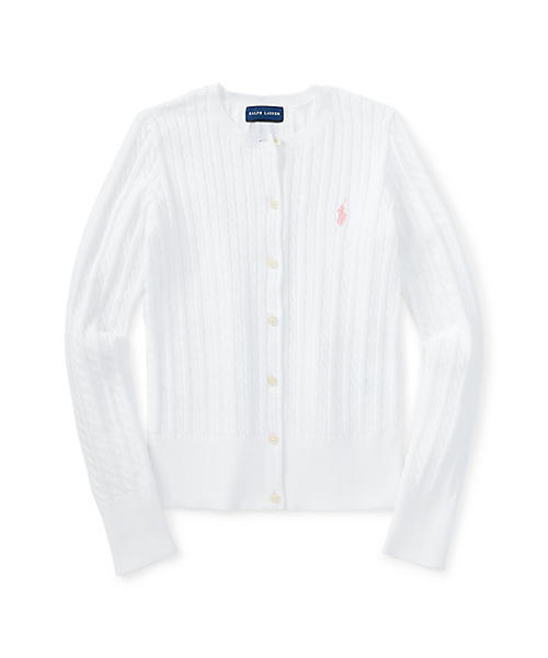 POLO RALPH LAUREN CHILDRENSWEAR(ポロ ラルフ ローレン チルドレンズウェア)の「ミニ ケーブル カーディガン(カーディガン/ボレロ・キッズ・ネイビー/ホワイト・X-LARGE/MEDIUM/SMALL/LARGE)」の1枚目の写真