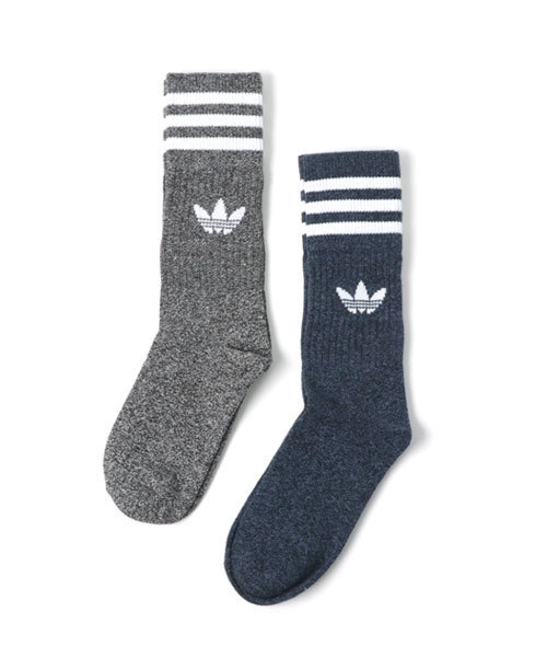 adidas（アディダス）の「オリジナルス 靴下 ソックス [SOLID CREW SOCKS MELANGE]（ソックス/靴下・メンズ・ライトグレー/レッド・22.0～24.0cm/24.0～26.0cm/27.0～29.0cm）」の2枚目の写真