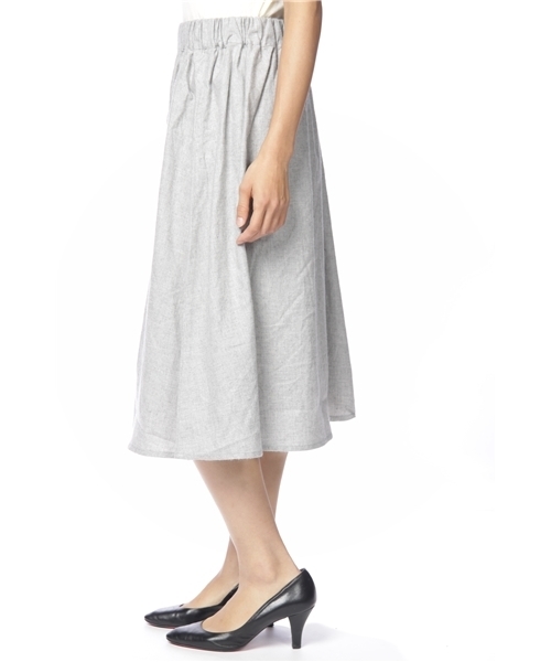 Kastane（カスタネ）の「ｷﾞｬｻﾞｰｽｶｰﾄ（スカート・レディース・ピンク/グレー・ﾌﾘ-）」の3枚目の写真