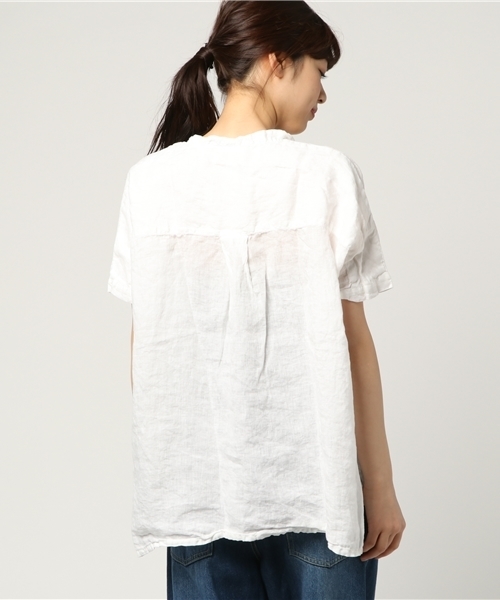 LBC（エルビーシー）の「フレンチリネンスキッパーシャツ                （シャツ/ブラウス・レディース・ピンク/ミント/オフホワイト・LARGE/MEDIUM）」の6枚目の写真