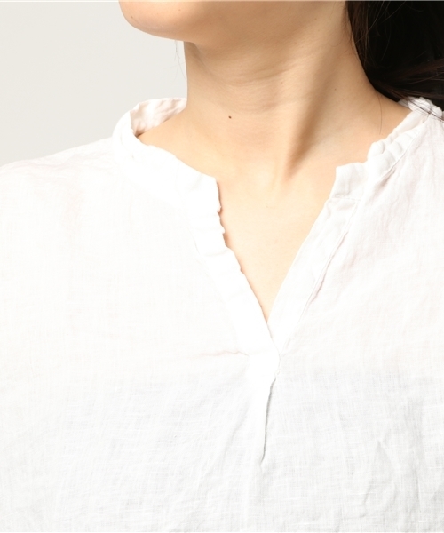 LBC（エルビーシー）の「フレンチリネンスキッパーシャツ                （シャツ/ブラウス・レディース・ピンク/ミント/オフホワイト・LARGE/MEDIUM）」の7枚目の写真
