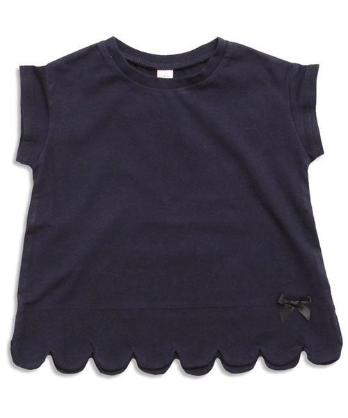 apres les cours(アプレレクール)の「裾スカラップTシャツ(Tシャツ/カットソー・キッズ・ネイビー/イエロー/グレー/オフホワイト・80/90/140/100/120/110/130)」の3枚目の写真