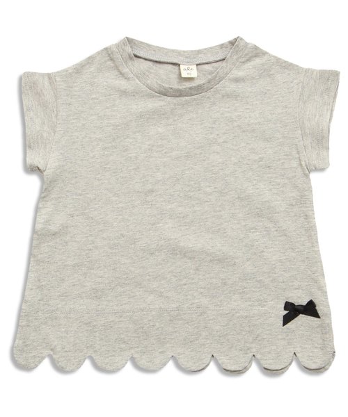 apres les cours(アプレレクール)の「裾スカラップTシャツ(Tシャツ/カットソー・キッズ・ネイビー/イエロー/グレー/オフホワイト・80/90/140/100/120/110/130)」の1枚目の写真