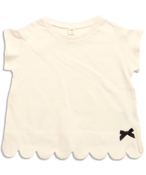 apres les cours(アプレレクール)の「裾スカラップTシャツ(Tシャツ/カットソー・キッズ・ネイビー/イエロー/グレー/オフホワイト・80/90/140/100/120/110/130)」の2枚目の写真
