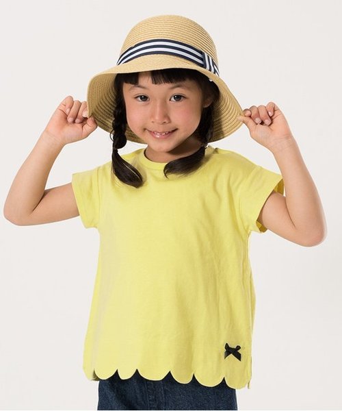 apres les cours(アプレレクール)の「裾スカラップTシャツ(Tシャツ/カットソー・キッズ・ネイビー/イエロー/グレー/オフホワイト・80/90/140/100/120/110/130)」の4枚目の写真