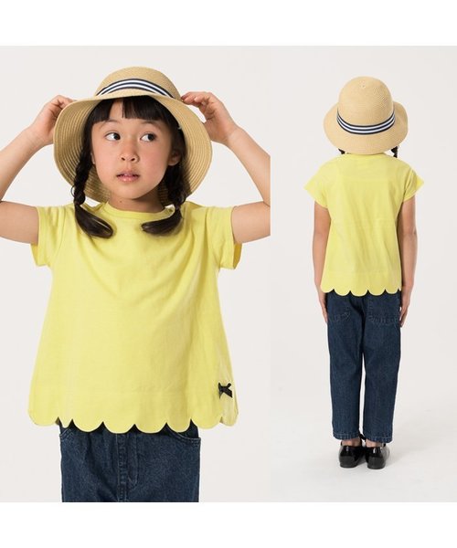 apres les cours(アプレレクール)の「裾スカラップTシャツ(Tシャツ/カットソー・キッズ・ネイビー/イエロー/グレー/オフホワイト・80/90/140/100/120/110/130)」の5枚目の写真