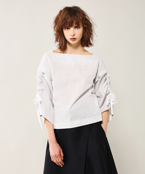 PEGGY LANA（ペギーラナ）の「Sleeve Gather PO（Tシャツ/カットソー・レディース・ホワイト系その他/ダークネイビー・FREE）」の2枚目の写真