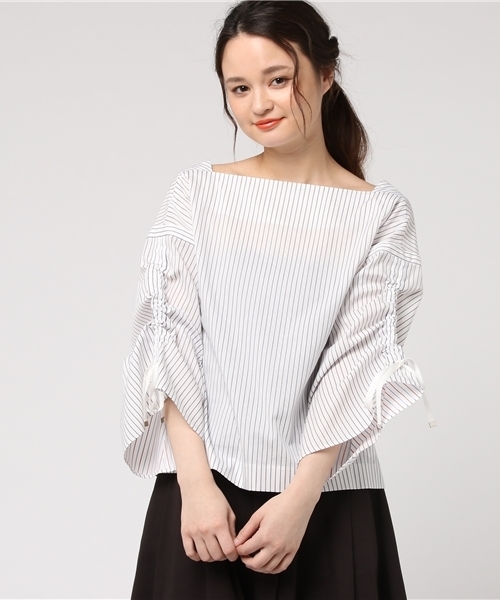 PEGGY LANA（ペギーラナ）の「Sleeve Gather PO（Tシャツ/カットソー・レディース・ホワイト系その他/ダークネイビー・FREE）」の11枚目の写真