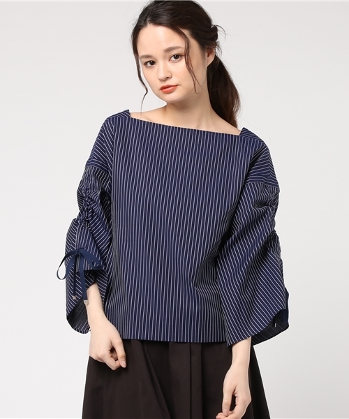 PEGGY LANA（ペギーラナ）の「Sleeve Gather PO（Tシャツ/カットソー・レディース・ホワイト系その他/ダークネイビー・FREE）」の10枚目の写真