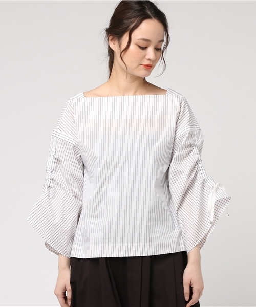 PEGGY LANA（ペギーラナ）の「Sleeve Gather PO（Tシャツ/カットソー・レディース・ホワイト系その他/ダークネイビー・FREE）」の6枚目の写真