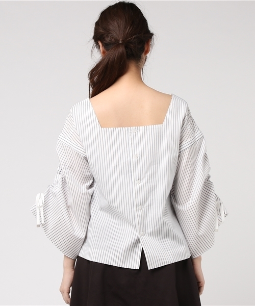 PEGGY LANA（ペギーラナ）の「Sleeve Gather PO（Tシャツ/カットソー・レディース・ホワイト系その他/ダークネイビー・FREE）」の8枚目の写真