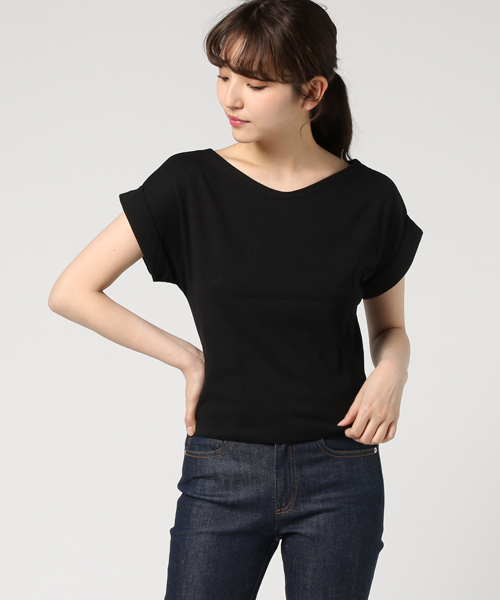 archives（アルシーヴ）の「2WAYレースアップTシャツ（Tシャツ/カットソー・レディース・ブラウン/ブラック/オフホワイト・MEDIUM）」の3枚目の写真
