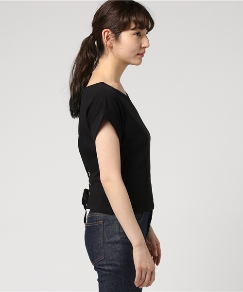 archives（アルシーヴ）の「2WAYレースアップTシャツ（Tシャツ/カットソー・レディース・ブラウン/ブラック/オフホワイト・MEDIUM）」の12枚目の写真