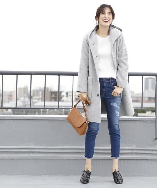 coen（コーエン）の「カバーリングウールミディアムフーデッドコート（ピーコート・レディース・ライトグレー/ブラウン/ネイビー・LARGE/MEDIUM）」の12枚目の写真